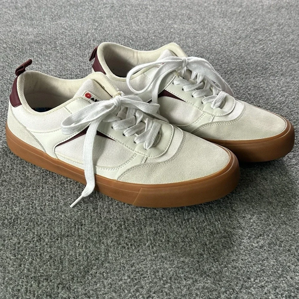 Airwalk Huntington Men 9.5 White‎ Canvas Suede Gum Sole Skate Sneakers